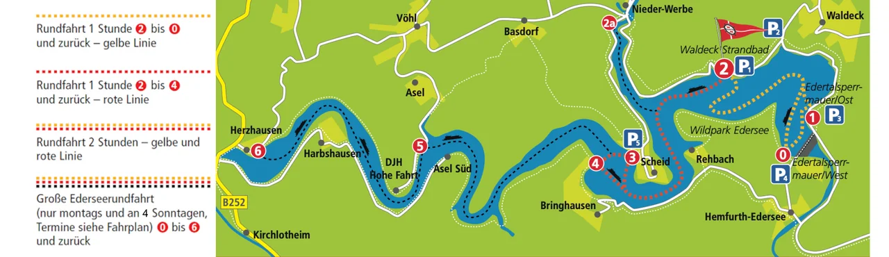 Karte der Anlegestellen am Edersee